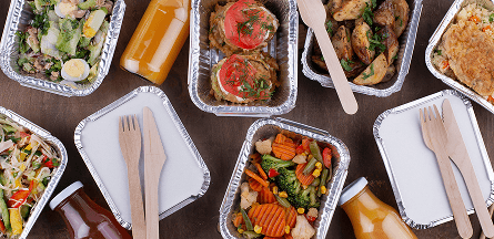 Food in delivery containers